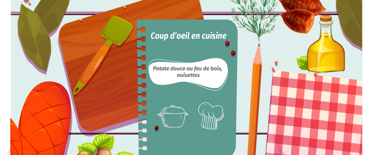 Patate douce au feu de bois, noisettes