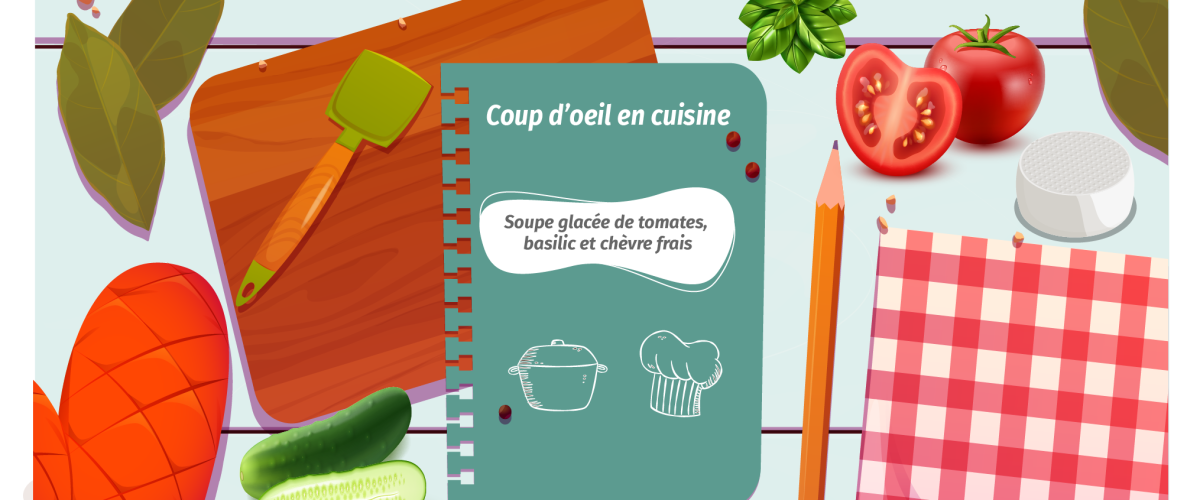 Soupe glacée de tomates, basilic et chèvre frais